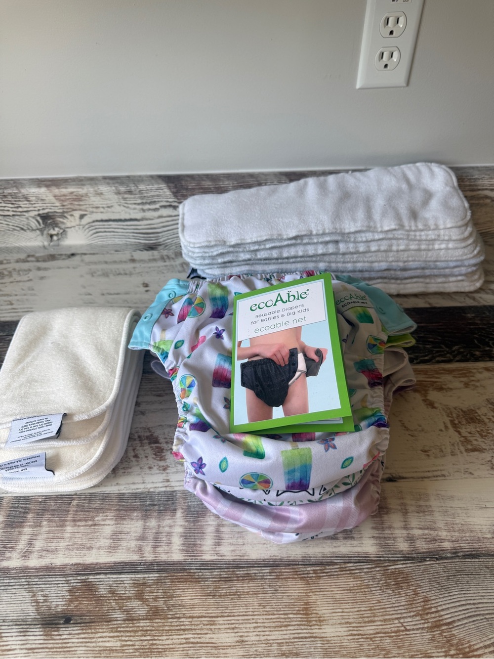 Bundle of 6 ECOABLE Cloth Diapers & 12 Inserts for Special Needs Big Kids Sz 3